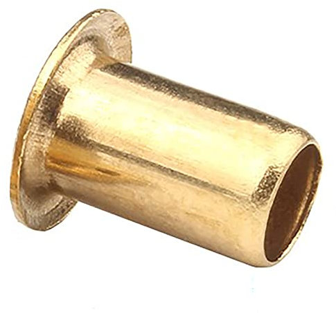 CREULT Brass Hollow Rivets M3.5 x 6mm Length Through Core Stud Smooth Body Cylinder Fasteners Single Machine Tube Punch Ring (100pcs)