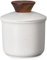 DOWAN New Bone China Butter Dish with Lid, 6.5 oz French Butter Keeper Water Cooled with Waterline, Butter Crock for Fresh and Soft Butter, Vanilla White