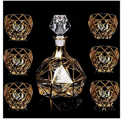Estante para botellas Estante para vinos Soporte para copas de vino 7 piezas Vasos Vasos Decantador de whisky Vasos Decantadores Juegos de vasos de whisky Jarra Decantador Alcohol Idea de regalo