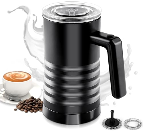 HOTUT Montalatte Elettrico Automatico, 4 in 1 Montalatte per Cappuccino Silenzioso, 350 ml Macchina per Cappuccino Montalatte, Schiuma Latte Elettrico per Caffè, Latte, Macchiato, Cioccolata Calda