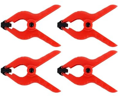 Morsetti a Molla per Fissaggio Rapido e Preciso, Morsetti per Falegnameria, Lavori in Legno, Bricolage e Fai da Te, Strumenti Multiuso per Uso Professionale e Domestico (Kit Plastica 4pz - 90mm)