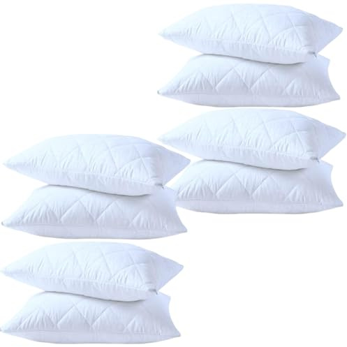 Pro Home Quilted Pillow Protectors 8-Pack Microfibre Hotel Quality Zip Closure Pillow Cover Soft Breathable Hypoallergenic Pillowcase Protectors UK Standard Size 50 X 75cm