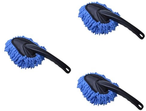 BUGUUYO Lot De 3 Chiffons De Nettoyage pour Voiture Brosse À Poussière Absorbante en Fibre Abs Souple Manche en Toile Outil De Lavage Et De Cire