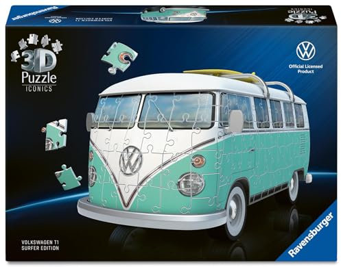 Ravensburger 3D Puzzle Iconics: 12008035 Volkswagen T1 - Eine echte Ikone der Automobilgeschichte. Der VW Bulli im Modell-Format