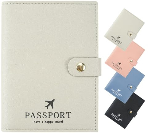 ILIYAH British Passport Holder Wallet - Passport Cover Premium PU Leather Travel Passport Case with Distinctive Design for Men Women (Light Grey)