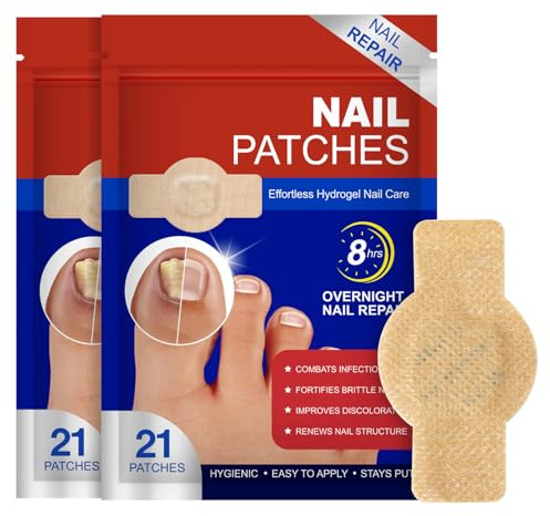 Fungal Nail Patches 42 PCS, Toenail Treatment Extra Strength 8-Hour Overnight Nail Fast Acting Repair Effortless Hydrogel Nail Care and Repair for Damaged Nails Overnight Renewal for Men and Women