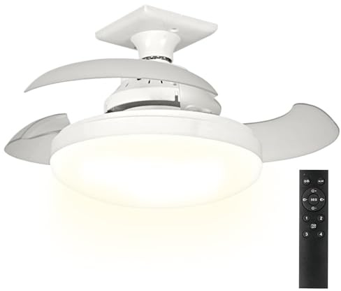 Biniveil Ventilador de Techo con Luz | Ventilador de Luz Retráctil para Dormitorio Interior | Multifuncional Silencioso De Ahorro Espacio Para Salón Dormitorio Infantil Y Decoración