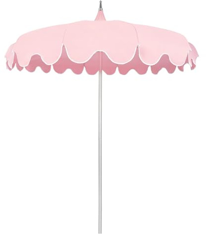 Mansader Ombrellone da giardino 2,2 m, UPF 50+, per esterni, patio, piscina, cortile, con costole curve, con borsa per il trasporto, rosa