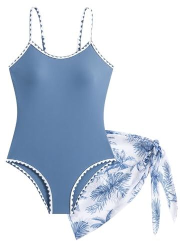 LIKCAISA Girls One Piece Swimsuits with Skirts Swimming Costume Adjustable Swimwear Beach Bathing Suit for Kids Girl Size 9 10 11 12 13 14 Years