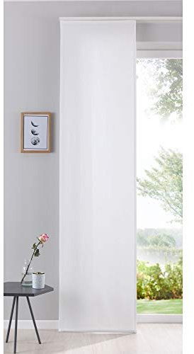 Gardinenbox Flächenvorhang Schiebegardine Cationic Blickdicht Leinen Optik Natura seidenmatt, HxB 245x60 cm, Natur Landhaus Stil, 204411
