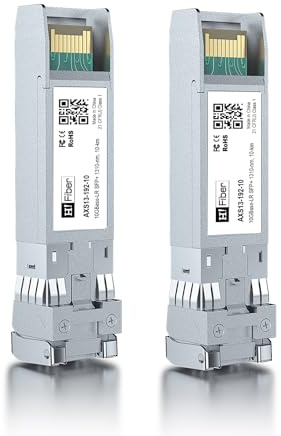 HiFiber 2er-Pack 10GBase-LR SFP+ LC SingleMode Transceiver Glasfaser-Modul | Kompatibel mit Cisco SFP-10G-LR, Ubiquiti UniFi UF-SM-10G,MikroTik,Meraki,Netgear,D-Link,TP-Link,und anderen Open-Switches