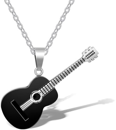 AILUOR Männer Frauen Plektrum Halskette mit Einstellbarer Kette Hip Hop Musikstil Titan Stahl Gitarrenanhänger Anhänger Schmuck Personalisierte Geschenk
