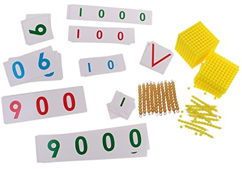LOVIVER 10 Montessori Goldene Perle Tausend Perlen 1 100 Zahlen mit 1 Set Montessori Bankspielzeug