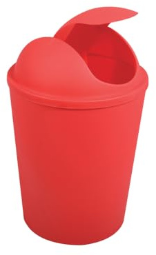 MSV AKO Mülleimer 5,5 l mit rotem Klappdeckel, Rot, 5,5 l