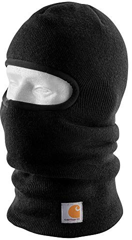 Carhartt Mens Knit Insulated Face Mask Cold Weather Hat, Black, One Size US