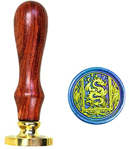 Wachssiegelstempel, ANBOSE Starry Dragon Wachsversiegelungsstempel mit abnehmbarem Messingkopf Holzgriff, Retro Vintage Tierversiegelungswachsstempel für Briefkarteneinladungen