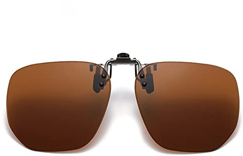 YQJY Polarisiert Clip Auf Sonnenbrillen, Sonnenbrille Aufsatz, Anhebbar Und Ultraleicht,blendschutz/Blendschutz/Sichtaufhellung, Geeignet Für Randlos-/halbrand-/vollrandbrillen,Tea