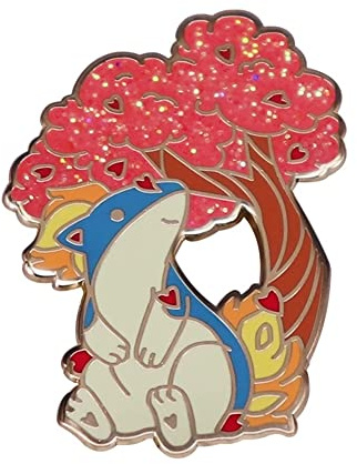 Süße Cartoon Quilavas und Kirschbaum Harte Emaille-Anstecknadel Kawaii Flamme Elf-Abzeichen Brosche Anime-Fans Geschenk Jacke Revers Schmuck