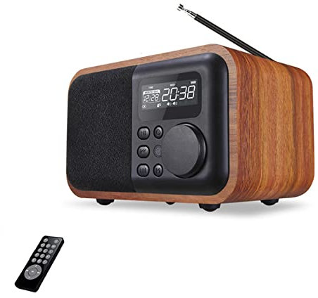 ZXNQ Subwoofer de Haut-Parleur Bluetooth en Bois Portable avec Haut-Parleur de télécommande de Radio-réveil FM, Lecture de Disque U/Carte SD (TF)