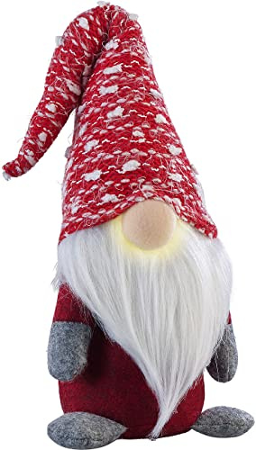 infactory Wichtel Weihnachten: Deko-Wichtel mit leuchtender Nase, batteriebetrieben, 34 cm hoch, rot (LED-Deko-Figuren, Dekoration, Leuchtendes)