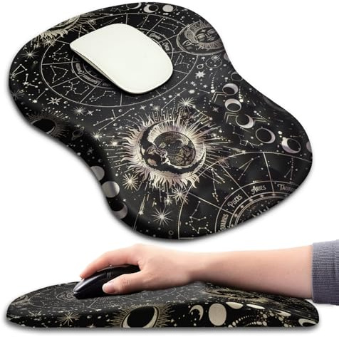Hokafenle Tapis de souris ergonomique avec repose-poignet avec design de massage, repose-poignet pour souris sans fil avec mousse à mémoire de forme et base antidérapante en polyuréthane, 30,5 x 20,3