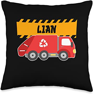 Waste Collector Dump Trash Recycling Lover Lian Trash Kids Collector Ecologist Garbage Truck Throw Pillow, 16x16, Multicolor
