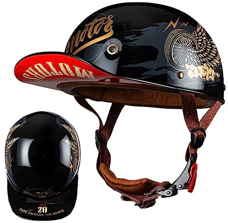 Basebollkeps FöR Vuxna HalvhjäLm FöR Motorcykel JethjäLm ECE-GodkäNd HjäLm Med öPpet Ansikte HalvhjäLm Cruiser Chopper ScooterhjäLm SnabbspäNne Vuxen FöR MäN Kvinnor