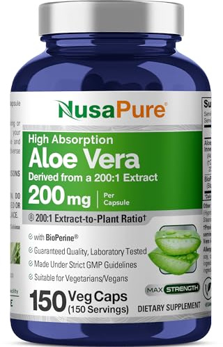 NusaPure Aloe Vera, 200 mg, 150 Veg Capsules (Non-GMO, Vegan)