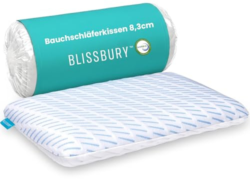 BLISSBURY 3.3 Inch Cooling Super Thin Pillow for Sleeping | Flat for Stomach & Back Sleeper | Cooling Memory Foam to Provide Comfort When Resting | Removable Cool-to-Touch Pillow Case