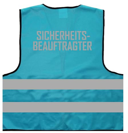 Sicherheitsbeauftragter 2-Zeilig Warnweste BZW. Signalweste mit reflektierendem Aufdruck - Größe L/XL, Skyblau