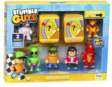 Stumble Guys 5,1 cm große Sammelfiguren, 8er-Pack, Deluxe-Box – Mr. Stumble, Leonidas, Green Alien, Sprinkles, Gamer Gina, Inferno Dragon, x2 Hidden
