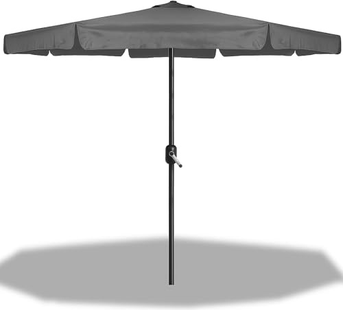 SPRINGOS - Sombrilla de 400 cm con manivela, sombrilla doble XXL, para balcón, gran sombrilla de jardín, sombrilla de mercado, gris, diámetro ovalado, plegable, resistente al agua, de acero