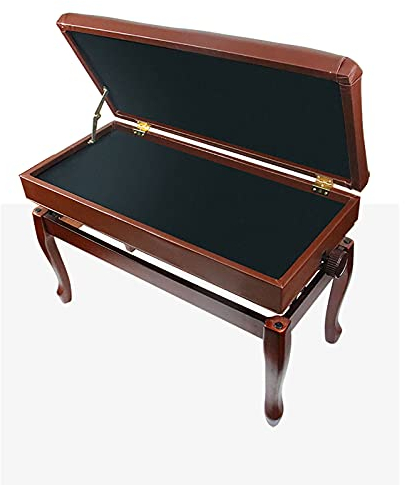 RWRAPS Klavierbank mit echtem Lederkissen und eleganten Hufeisen-Hockerbeinen Keyboardbank Klavierhocker, 10 cm höhenverstellbar, 76 x 36 x 48-58 cm (braun)