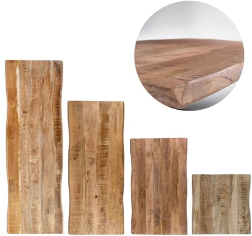 trelevo Holzplatte 120x60 cm Mangoholz massiv Baumkante Waschtisch