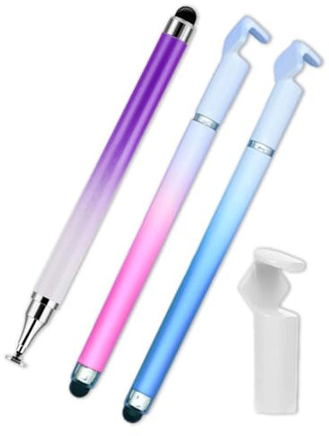 KGDUYC Lot de 3 stylets pour tablette – Stylet 3 en 1 avec disque en silicone, très sensible, compatible avec tous les écrans tactiles, stylet capacitif universel