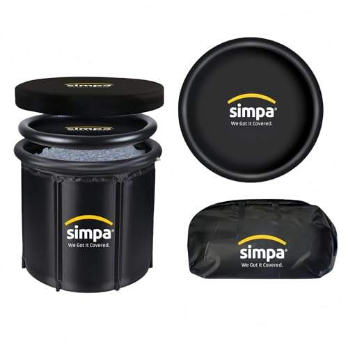 simpa Large Black 330L Ice Bath Tub Cold Water Therapy Ice Plunge Recovery Pod with Lid & All-Weather Cover. Suitable for Athletes & Well Being Treatments.