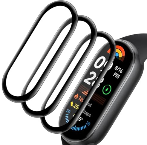 Zerrshoo 3 Pezzi Pellicola Protettiva per Xiaomi Smart Band 9 HD Chiaro Film, [Non Vetro Temperato] copertura totale curva 3D, Anti-Graffio Protective, Anti-Impronte, HD Chiaro Protezione Schermo