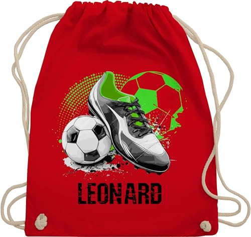 Turnbeutel Rucksack - Personalisiertes Fußballgeschenk mit Namen | Geschenke für Fußballfans | Weihnachtsgeschenke Fußball - Unisize - Rot - junge fussball kinder stoffbeutel kindergarten