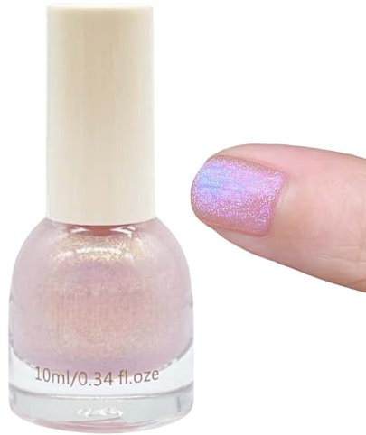 Nail Polish - Mermaid Pearl Shimmer Nail Polish - Light Pink with Pearlescent Shell Glitter 10ml, Long Lasting Quick Dry Breathable Varnish for Nail Art Decoration - No UV Required