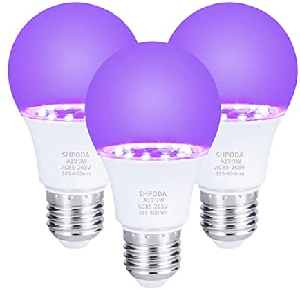 KEALLANS 3 Stück 10 W Ultraviolet UV Leuchtmittel, fluoreszierend, UV-Lampe, schwarz, blaues Licht, E26, 110 V, 220 V, für DJ, Party, Dekoration