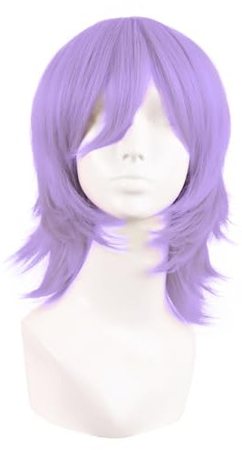 MapofBeauty 14 Pollic/35 cm Corto Cosplay Costume Anime Parrucche Wolf Tail Sintetico Capelli Party Parrucche (Leggero Viola)