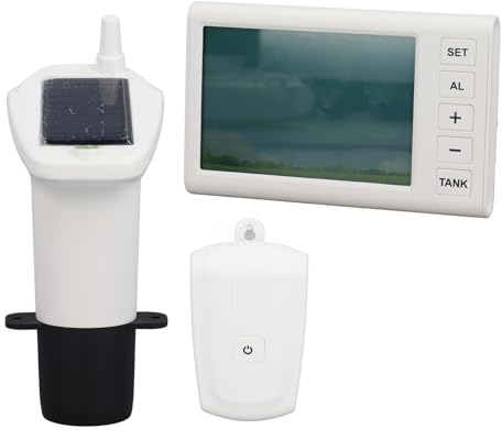 Ultraschall-Flüssigkeitsstandmessgerät, Wassertank, Kabelloser WLAN-Flüssigkeitsstandsensor mit Temperatur-LED-Anzeige, Hoch-Niedrig-Alarm, 110–230 V