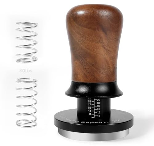 HOLIHOKY 54mm Tamper, Spring Loaded Coffee Tamper 54mm Self Levelling, 30lb Constant Pressure Calibrated Espresso Tamper for Sage Barista, Stainless Steel Base, Wulnut