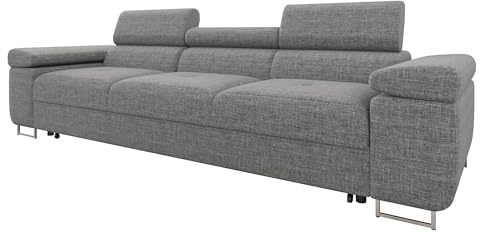 Mirjan24 Sofa mit Schlaffunktion Torezio III Bis, Dreisitzer Polstersofa mit Einstellbare Kopfstützen, Füße aus Metall Chrom, Sofagarnitur, Couchgarnitur (Lux 05)