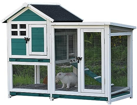 2-stöckiger Hasenkäfig mit Drahtboden - Kaninchenstall, Meerschweinchenkäfig, Kleintierkäfig, Kleintierhaus für Frettchen, Chinchilla, Igel，Green 120x63x93.5cm