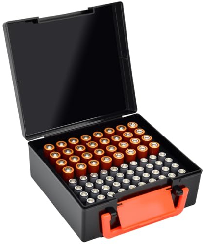 FULLCASE Batteriebox für 54 AAA AA Batterie Aufbewahrungs Organizer, Schwarz