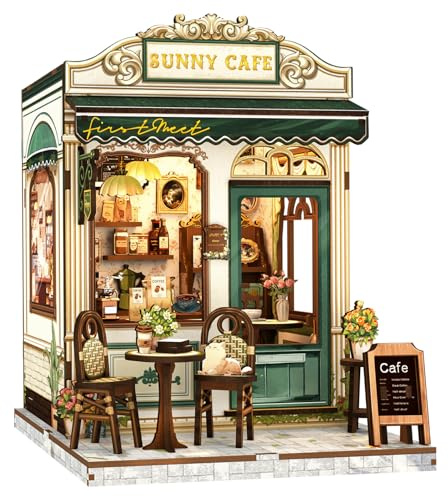 Cutefun Book Nook - gör-det-själv miniatyrhus kit för vuxna, 3D-träpussel mini husbyggsats med LED, dockhus-kit, bokhylla, kreativa gåvor för kvinnor