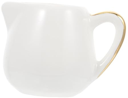 UKCOCO Jarra De Leche De Cerámica Grande Asa, Tarro De Leche Multifuncional Para Café y Té, Recipiente Blanco Para Cafeterías y Hogares, Diseño Práctico