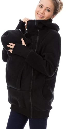 Bocianelli Women Fleece Zip Up Maternity Winter Coat Thicken Pullover Sweatshirt Hoodie Jacket for Women Black