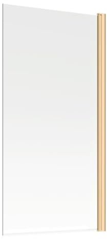 Excel Home 800x1400mm Square Bath Shower Screen – 6mm Toughened Safety Glass, Reversible 180° Pivot Bath Screen, Modern Brushed Brass Frame, 2 Year Guarantee